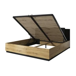 Garnero Arredamenti Letto matrimoniale oversize 180x200cm con rete contenitore nero Vulcano Rovere New