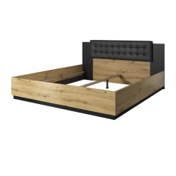 Garnero Arredamenti Letto matrimoniale oversize 180x200cm con rete contenitore nero Vulcano Rovere New