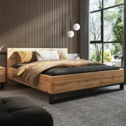 Garnero Arredamenti Letto matrimoniale oversize 180x200cm rovere metallo nero Petra Outlet