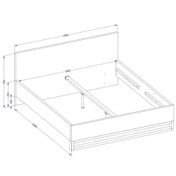 Garnero Arredamenti Letto matrimoniale oversize 180x200cm rovere metallo nero Petra Outlet