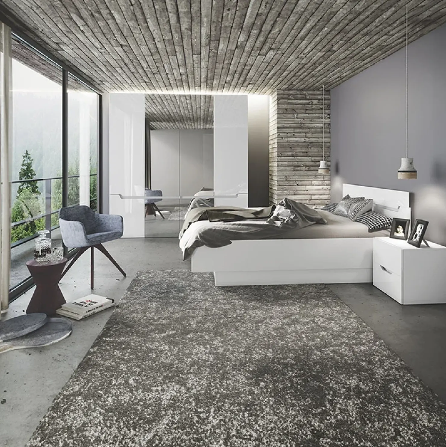 Garnero Arredamenti Letto matrimoniale standard 160x200cm bianco lucido Twilight Discount