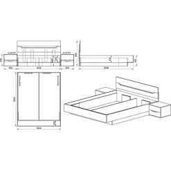 Garnero Arredamenti Letto matrimoniale standard 160x200cm bianco lucido Twilight Discount