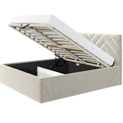 Garnero Arredamenti Letto matrimoniale 160x200 cm con rete contenitore imbottito beige Polaris Hot