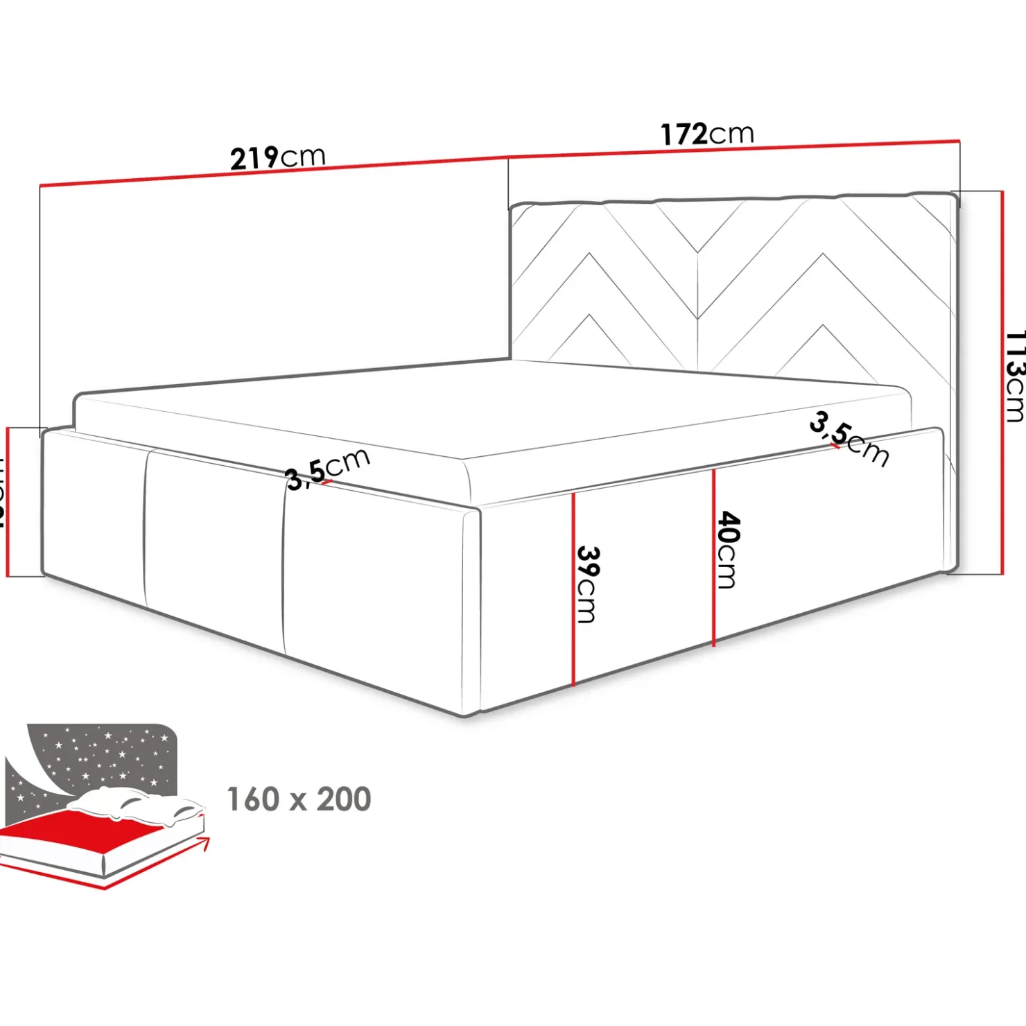 Garnero Arredamenti Letto matrimoniale 160x200 cm con rete contenitore imbottito beige Polaris Hot