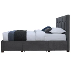 Garnero Arredamenti Letto matrimoniale 160x200 cm con rete a doghe imbottito con cassetti contenitore grigio Jay Outlet