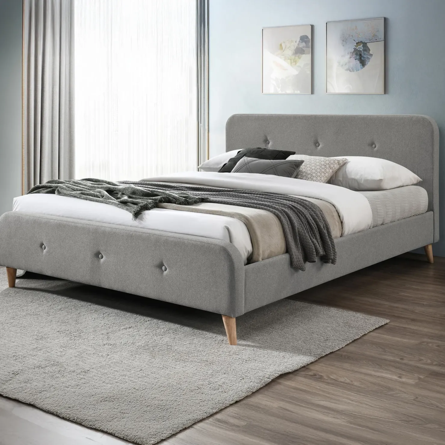 Garnero Arredamenti Letto matrimoniale 160x200 cm con rete a doghe imbottito grigio Dreama Sale