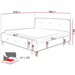Garnero Arredamenti Letto matrimoniale 160x200 cm con rete a doghe imbottito grigio Dreama Sale