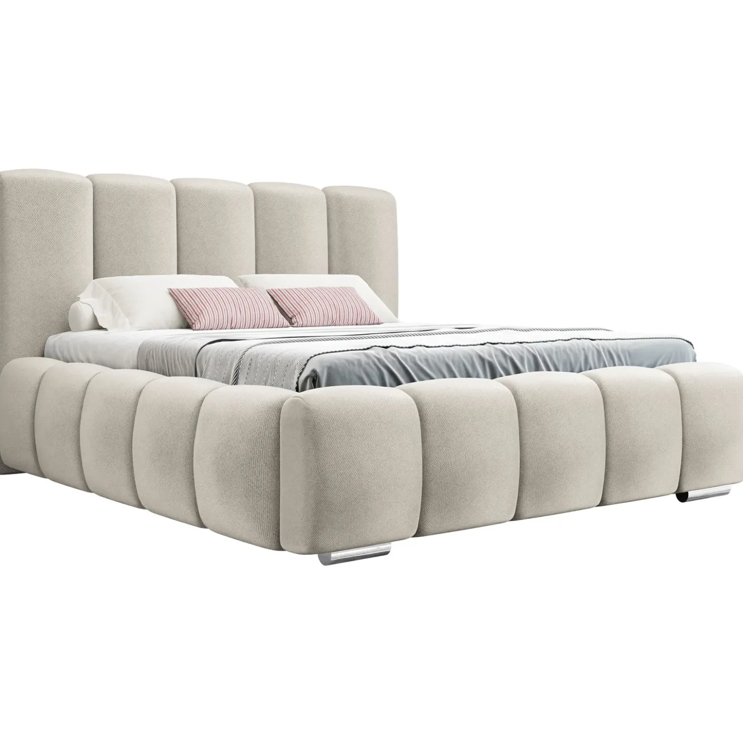 Garnero Arredamenti Letto matrimoniale 160x200 cm con rete contenitore imbottito beige Cometa Tessuto Paros Beige Clearance