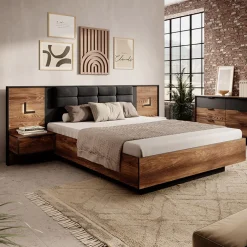 Garnero Arredamenti Letto matrimoniale 160x200cm contenitore quercia nero Smooty Online