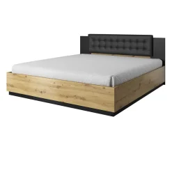 Garnero Arredamenti Letto matrimoniale 160x200cm con rete contenitore nero Vulcano Rovere Outlet