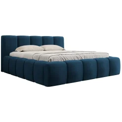 Garnero Arredamenti Letto matrimoniale 160x200cm con rete contenitore imbottito blu Aluna Tessuto Kronos Blu