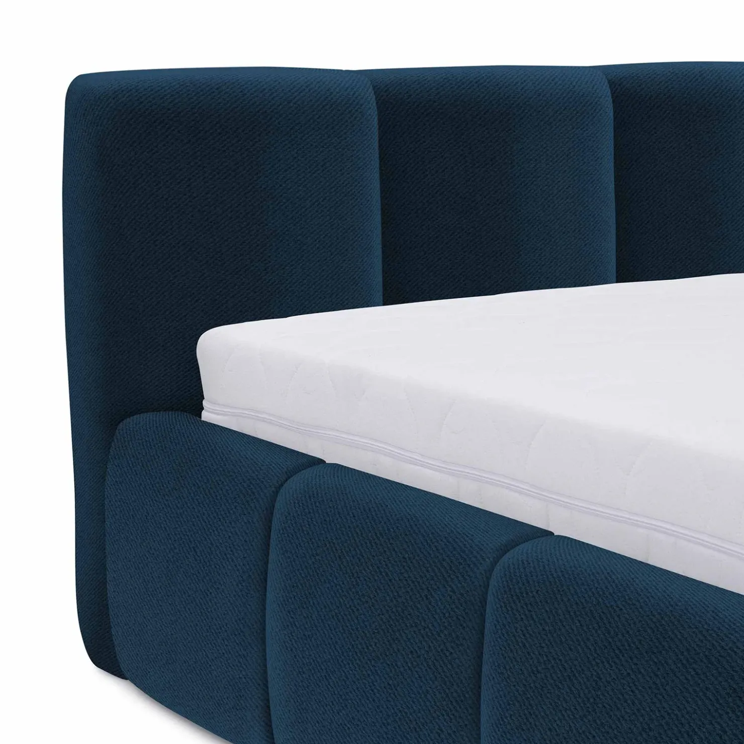 Garnero Arredamenti Letto matrimoniale 160x200cm con rete contenitore imbottito blu Aluna Tessuto Kronos Blu