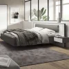 Garnero Arredamenti Letto matrimoniale 160x200cm con comodini grigio scuro bianco Allison Hot