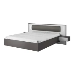 Garnero Arredamenti Letto matrimoniale 160x200cm con comodini grigio scuro bianco Allison Hot