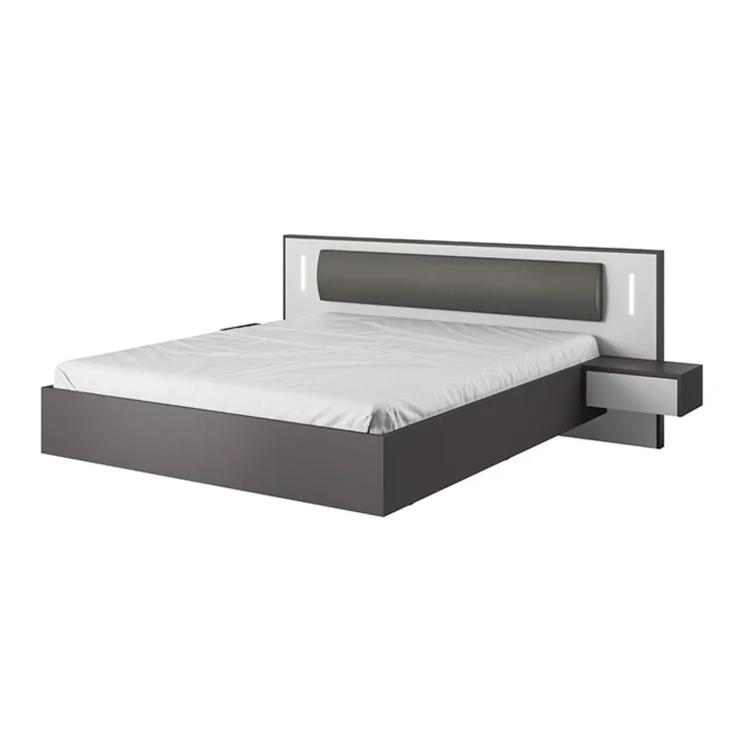 Garnero Arredamenti Letto matrimoniale 160x200cm con comodini grigio scuro bianco Allison Hot