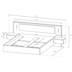 Garnero Arredamenti Letto matrimoniale 160x200cm con comodini grigio scuro bianco Allison Hot