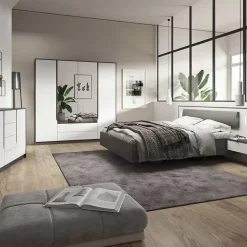 Garnero Arredamenti Letto matrimoniale 160x200cm con comodini grigio scuro bianco Allison Hot