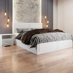 Garnero Arredamenti Letto matrimoniale 160x200cm con 2 comodini stile classico bianco opaco Friuli Online