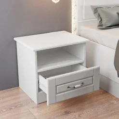 Garnero Arredamenti Letto matrimoniale 160x200cm con 2 comodini stile classico bianco opaco Friuli Online