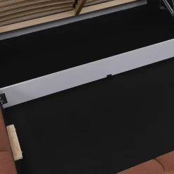 Garnero Arredamenti Letto matrimoniale 160x200cm con rete contenitore imbottito rosso mattone Aluna Tessuto Kronos Rosso Mattone Clearance