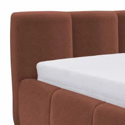 Garnero Arredamenti Letto matrimoniale 160x200cm con rete contenitore imbottito rosso mattone Aluna Tessuto Kronos Rosso Mattone Clearance