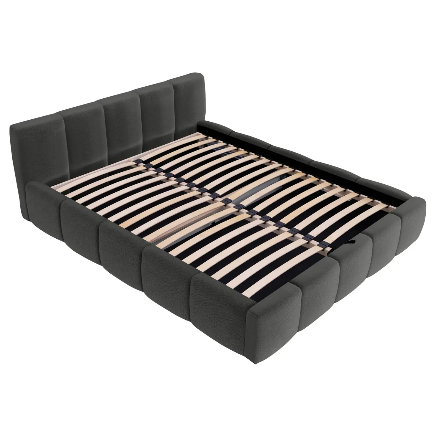 Garnero Arredamenti Letto matrimoniale 160x200cm con rete contenitore imbottito grigio scuro Aluna Tessuto Kronos Grigio Scuro Hot