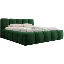 Garnero Arredamenti Letto matrimoniale 160x200cm con rete contenitore imbottito verde Aluna Tessuto Kronos Verde Sale