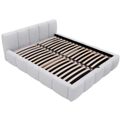 Garnero Arredamenti Letto matrimoniale 160x200cm con rete contenitore imbottito tessuto bouclé bianco Aluna Tessuto Abriamo Bianco Outlet