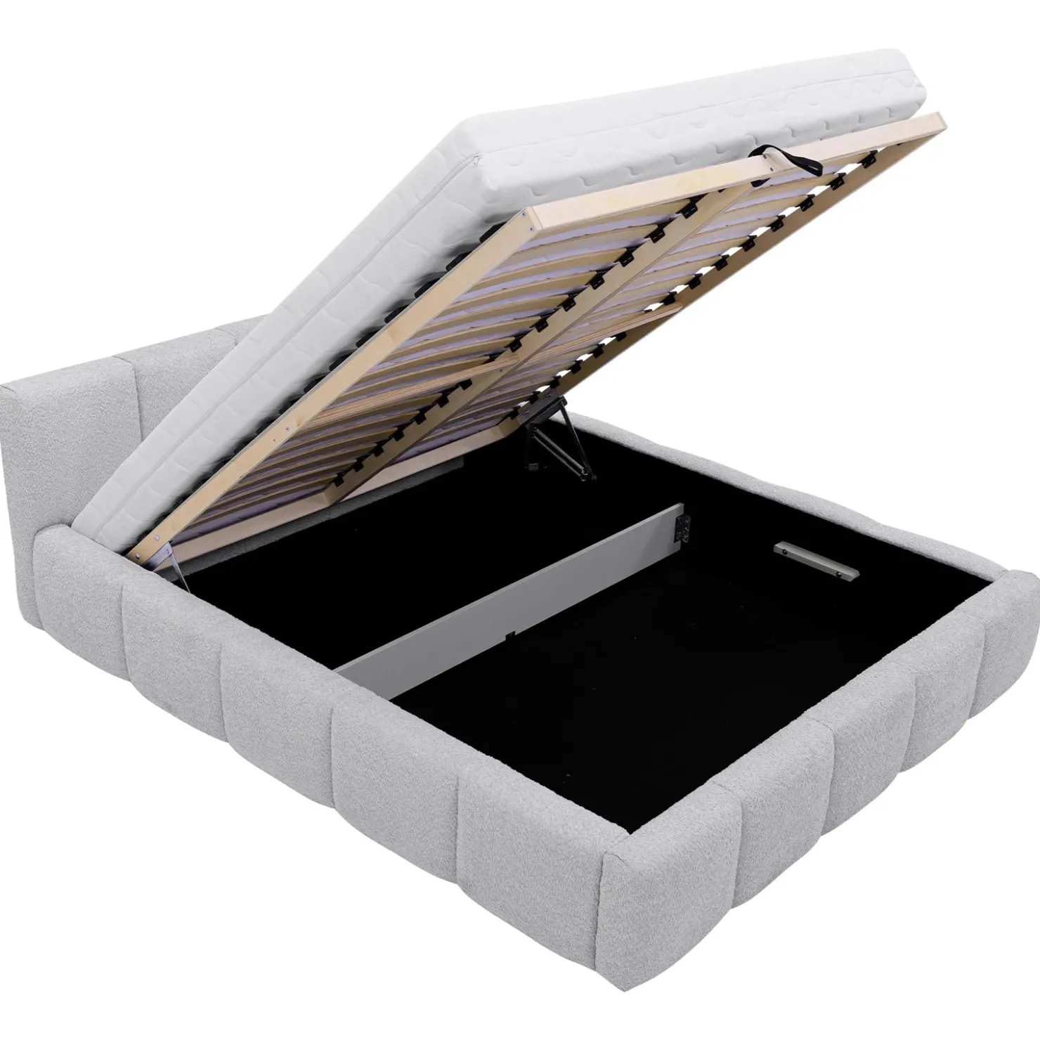 Garnero Arredamenti Letto matrimoniale 160x200cm con rete contenitore imbottito tessuto bouclé bianco Aluna Tessuto Abriamo Bianco Outlet