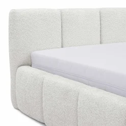 Garnero Arredamenti Letto matrimoniale 160x200cm con rete contenitore imbottito tessuto bouclé bianco Aluna Tessuto Abriamo Bianco Outlet