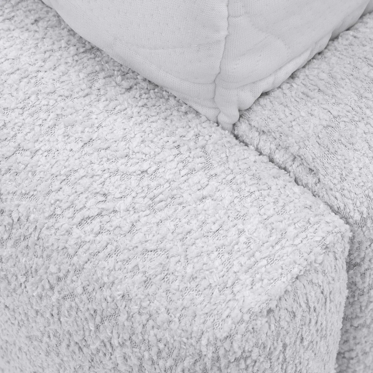 Garnero Arredamenti Letto matrimoniale 160x200cm con rete contenitore imbottito tessuto bouclé bianco Aluna Tessuto Abriamo Bianco Outlet