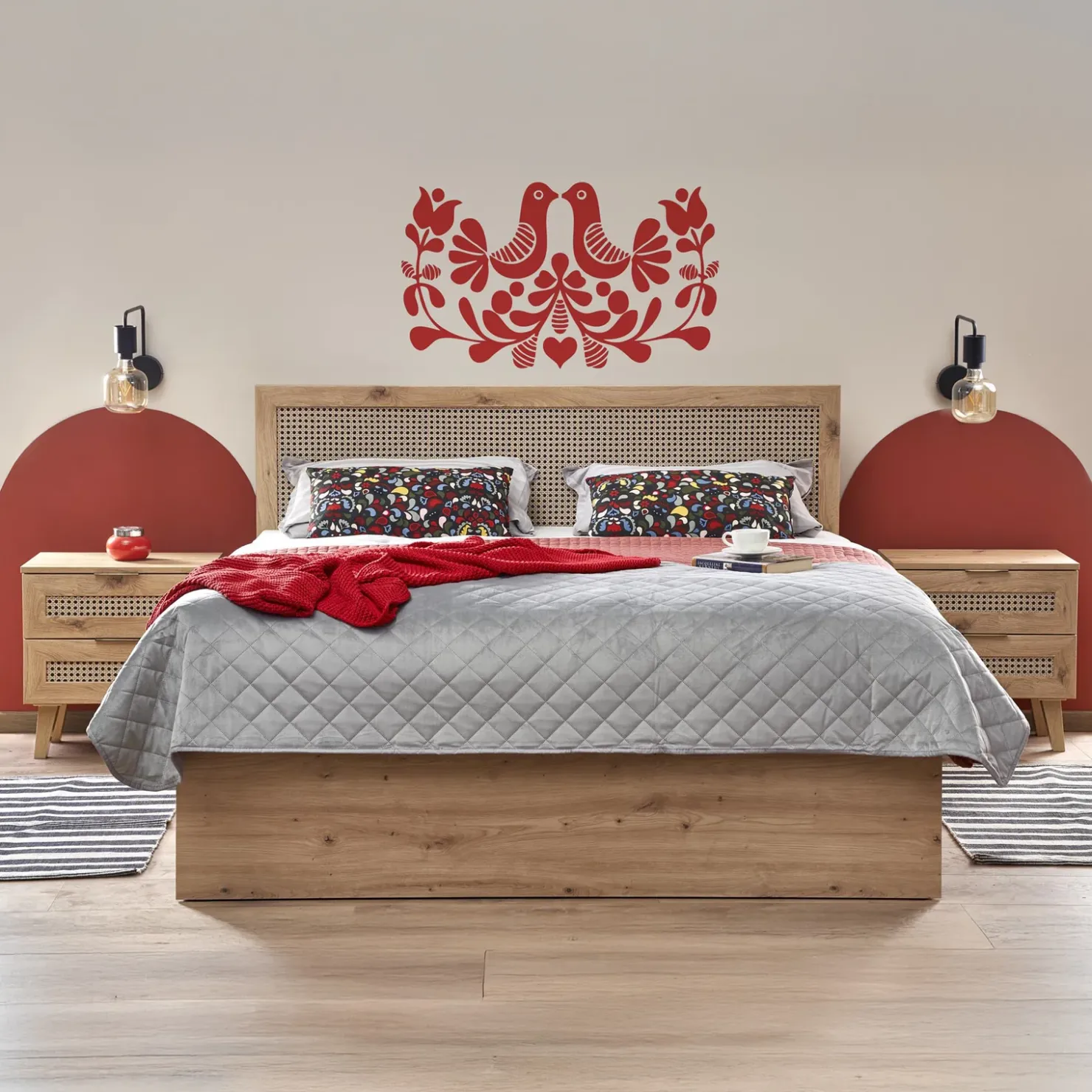 Garnero Arredamenti Letto matrimoniale 160x200cm con cassetti contenitore moderno rovere Sombra Clearance