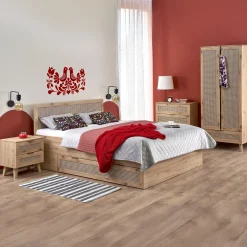 Garnero Arredamenti Letto matrimoniale 160x200cm con cassetti contenitore moderno rovere Sombra Clearance