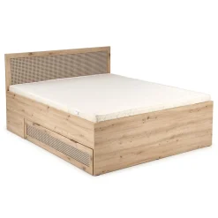 Garnero Arredamenti Letto matrimoniale 160x200cm con cassetti contenitore moderno rovere Sombra Clearance