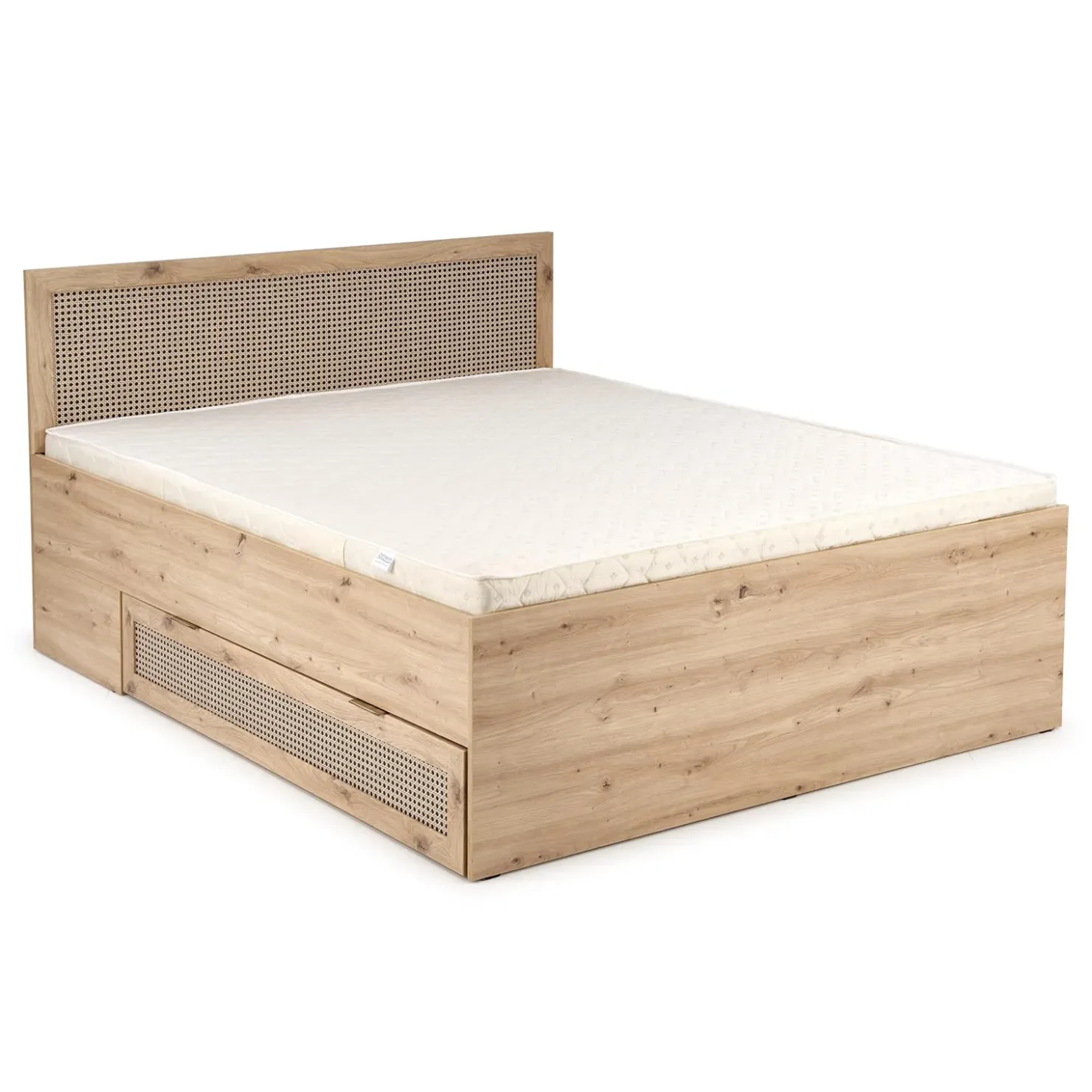 Garnero Arredamenti Letto matrimoniale 160x200cm con cassetti contenitore moderno rovere Sombra Clearance