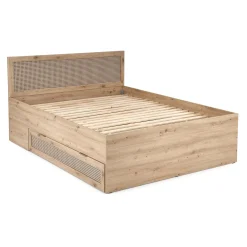 Garnero Arredamenti Letto matrimoniale 160x200cm con cassetti contenitore moderno rovere Sombra Clearance