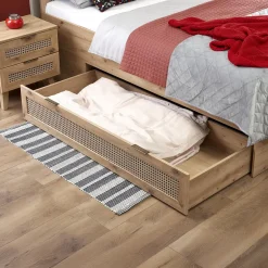 Garnero Arredamenti Letto matrimoniale 160x200cm con cassetti contenitore moderno rovere Sombra Clearance