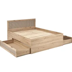 Garnero Arredamenti Letto matrimoniale 160x200cm con cassetti contenitore moderno rovere Sombra Clearance