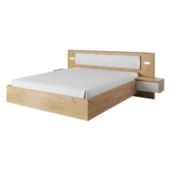 Garnero Arredamenti Letto matrimoniale 160x200cm con comodini bianco rovere Sweet Discount