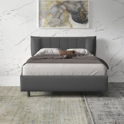 Garnero Arredamenti Letto matrimoniale 160x195cm con contenitore imbottito antracite Auden Discount
