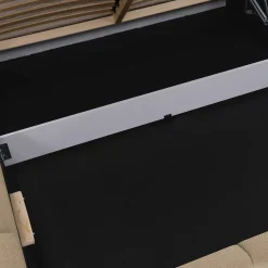 Garnero Arredamenti Letto matrimoniale 160x200cm con rete contenitore imbottito beige scuro Aluna Tessuto Paros Beige Scuro Outlet