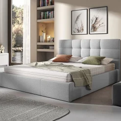Garnero Arredamenti Letto matrimoniale 160x200cm contenitore imbottito grigio chiaro Silla Outlet