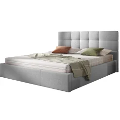 Garnero Arredamenti Letto matrimoniale 160x200cm contenitore imbottito grigio chiaro Silla Outlet