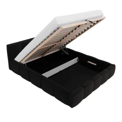 Garnero Arredamenti Letto matrimoniale 160x200cm con rete contenitore imbottito nero Aluna Tessuto Kronos Nero Outlet