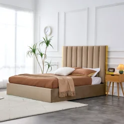 Garnero Arredamenti Letto matrimoniale 160x200cm con rete contenitore oro Esther Beige Outlet