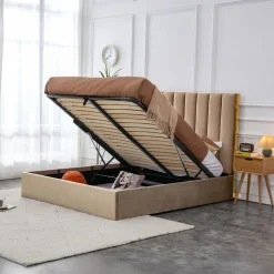 Garnero Arredamenti Letto matrimoniale 160x200cm con rete contenitore oro Esther Beige Outlet