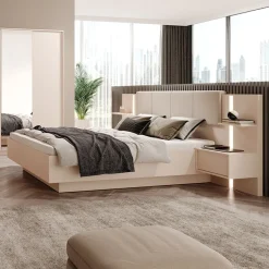 Garnero Arredamenti Letto matrimoniale 160x200cm contenitore con comodini beige Jolly Sale