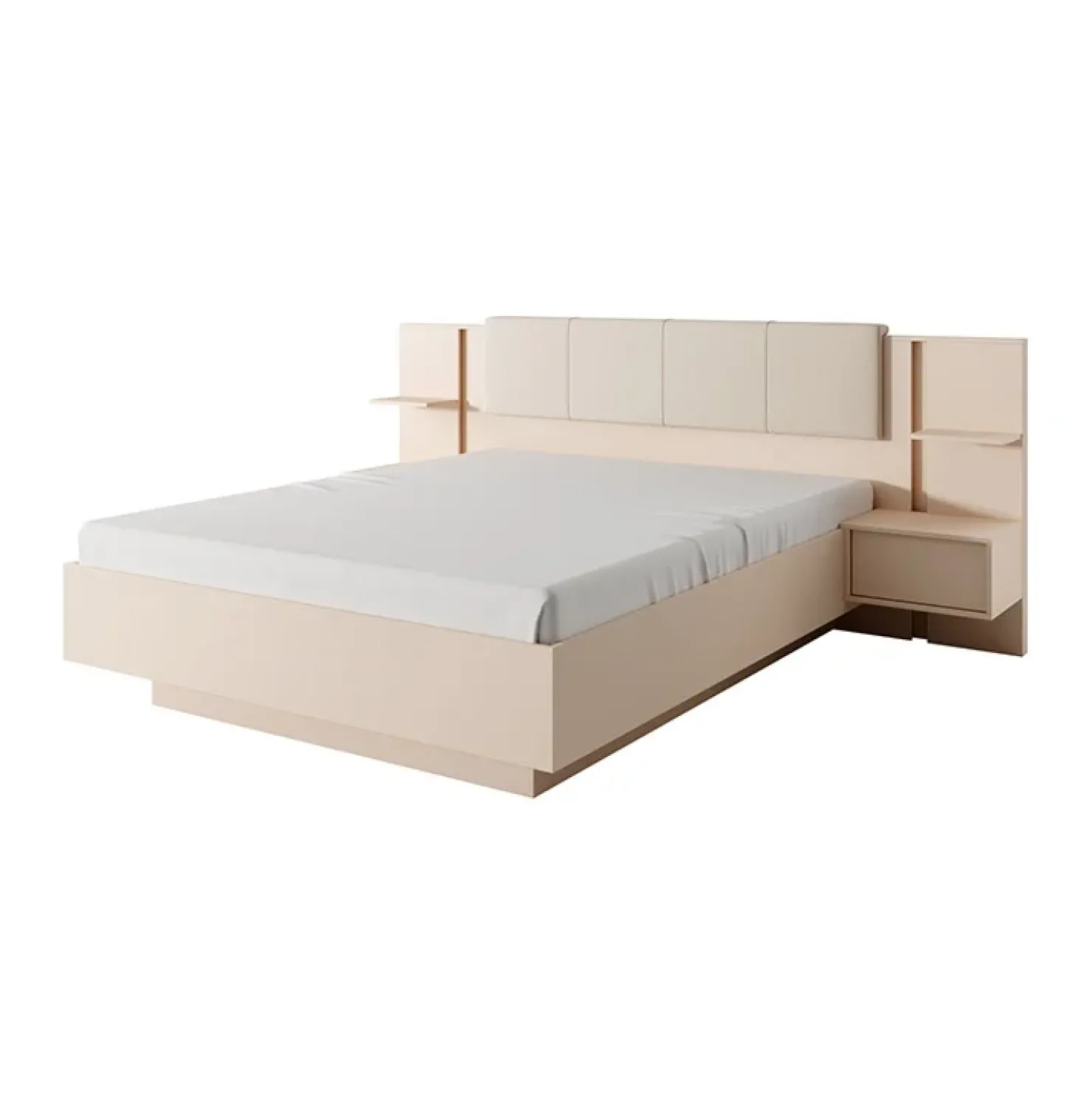 Garnero Arredamenti Letto matrimoniale 160x200cm contenitore con comodini beige Jolly Sale