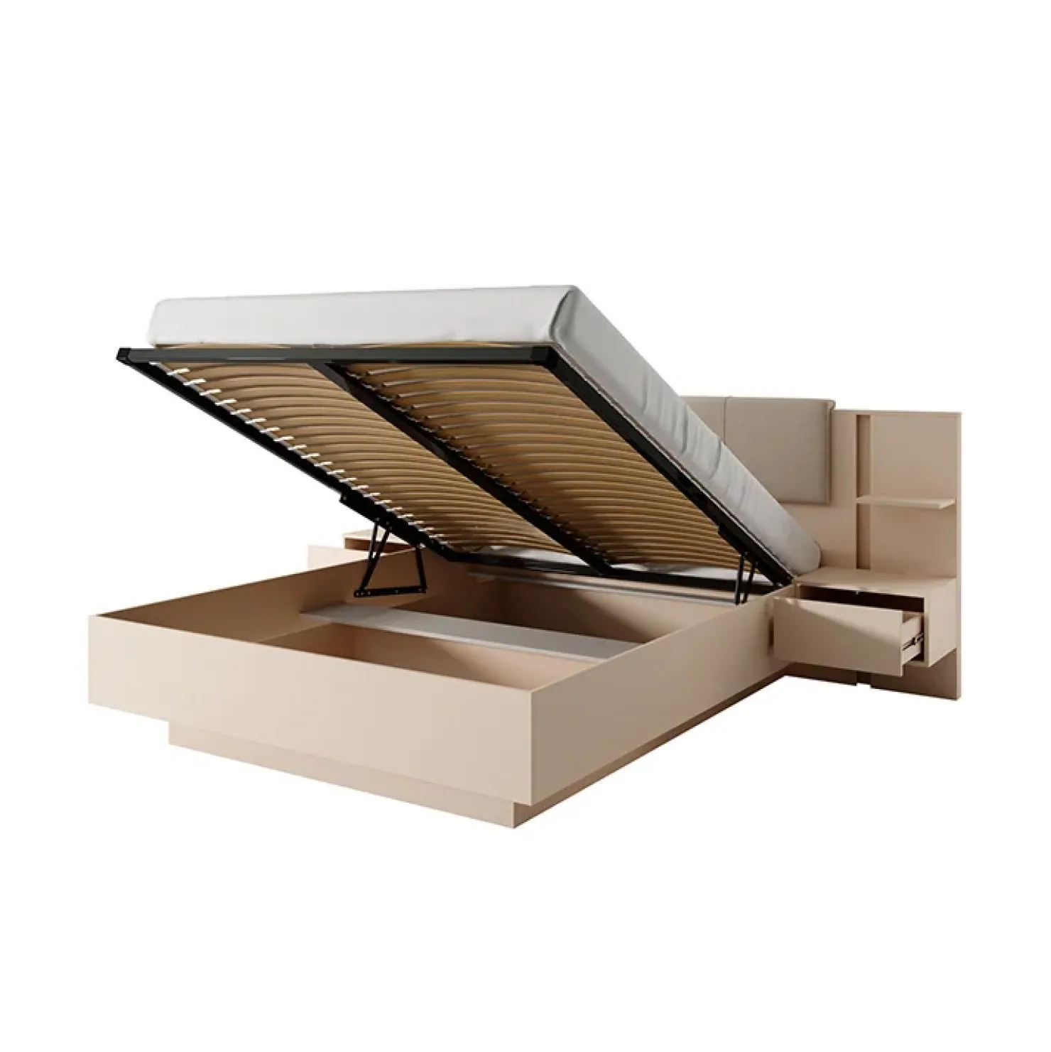 Garnero Arredamenti Letto matrimoniale 160x200cm contenitore con comodini beige Jolly Sale