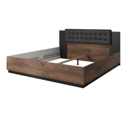 Garnero Arredamenti Letto matrimoniale 160x200cm con rete contenitore quercia scuro nero Vulcano Noce Best